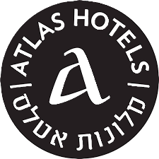 Atlas Hotels logo featuring a stylized letter "A" in a black circle.