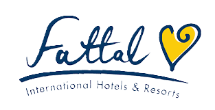 Luxury hotel logo with a heart-shaped design for Fattal International Hotels & Resorts.